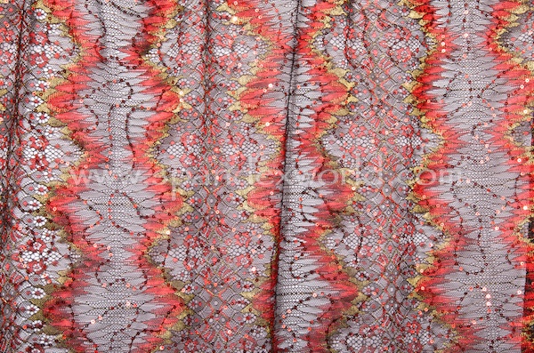 Non-Stretch Sequins Lace (Red/Red/Multi)