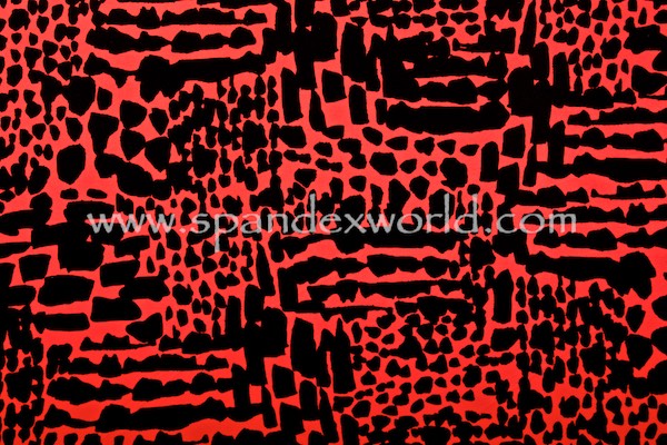 Abstract Print Spandex (Red/Black/Multi)