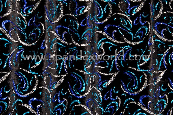 Glitter/Pattern Stretch Velvet (Black/Blue/Multi)