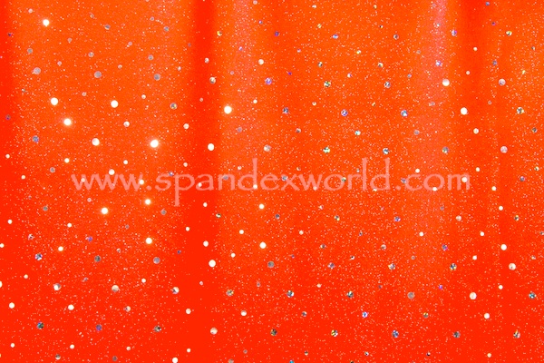 Glitter/Pattern Stretch Velvet (Neon Orange/Silver)