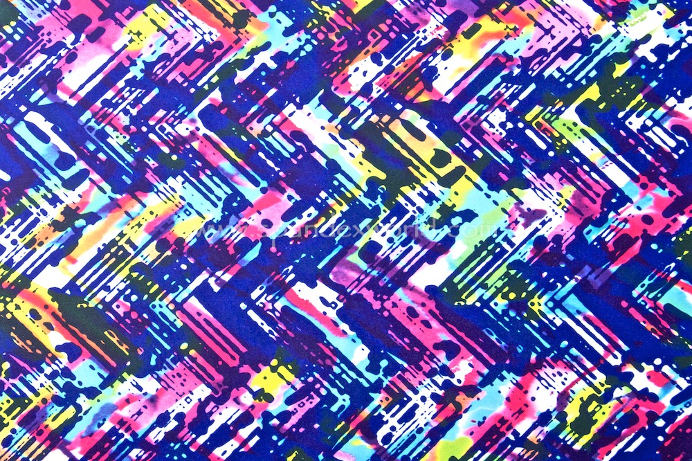 Abstract Print Spandex (White/Blue/Purple/yellow/Multi)