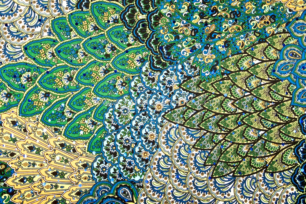 Peacock Prints With Sequins (Black/Green/Blue/Multi)