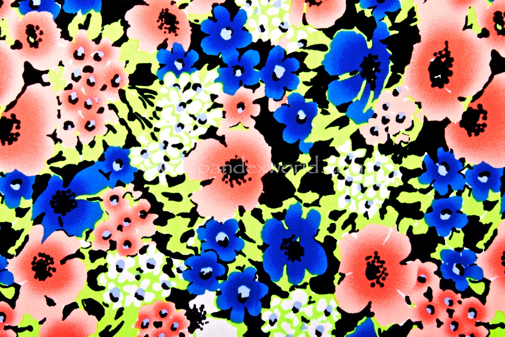 Floral Print Spandex (Black/Red/Blue/Multi)
