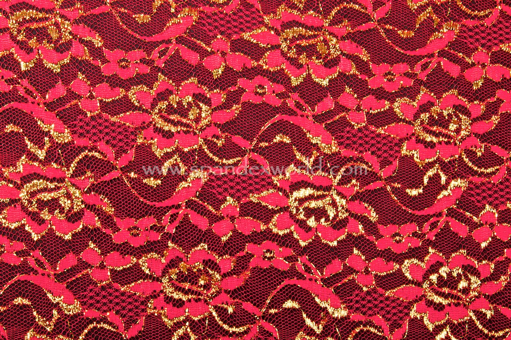 Stretch Metallic Lace (Red/Gold)