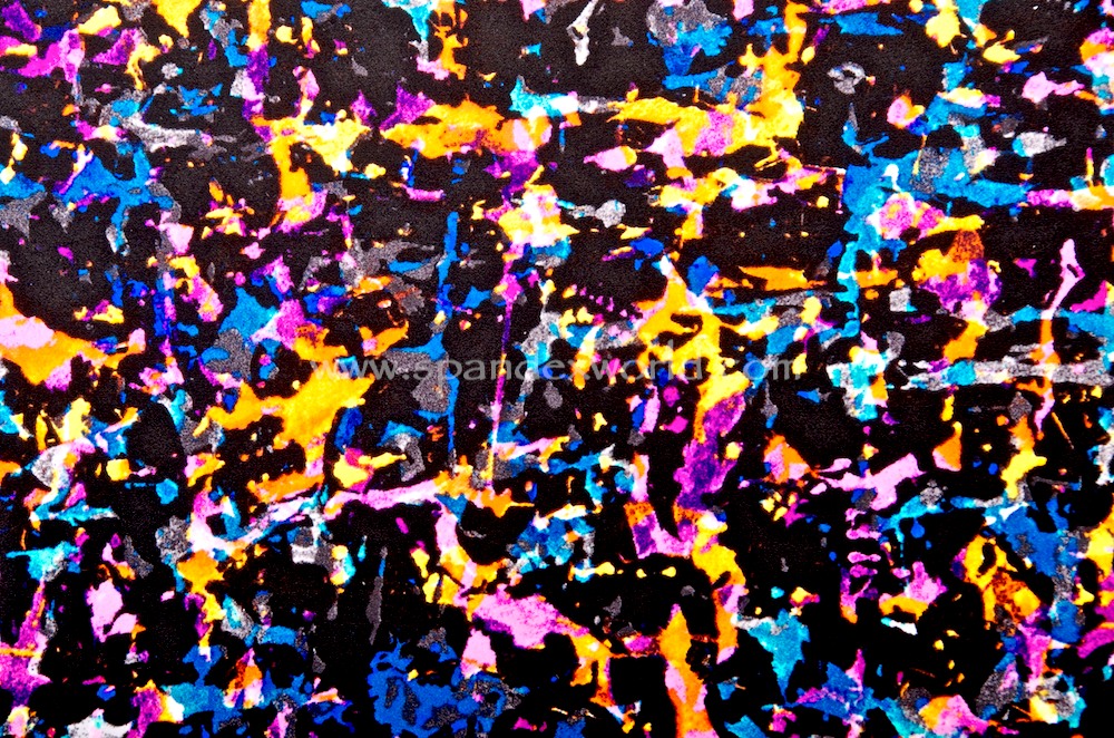 Abstract Print Spandex (Black/Yellow/Blue/Pink/Multi)