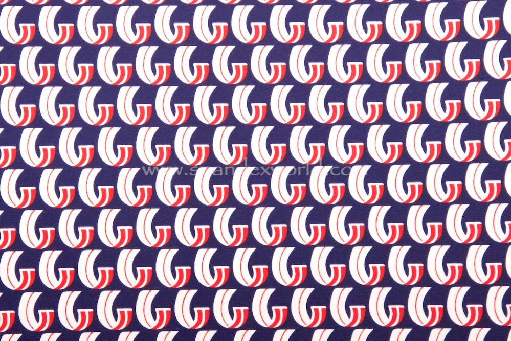 Abstract Print Spandex (Navy/Red/White)