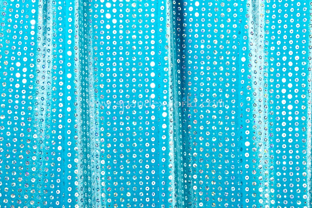 Glitter/Pattern Stretch Velvet (Turquoise/Silver Holo)