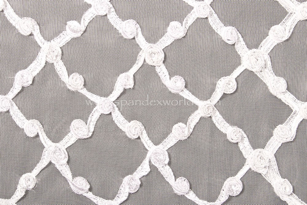 Stretch Sequins Lace (White/White)