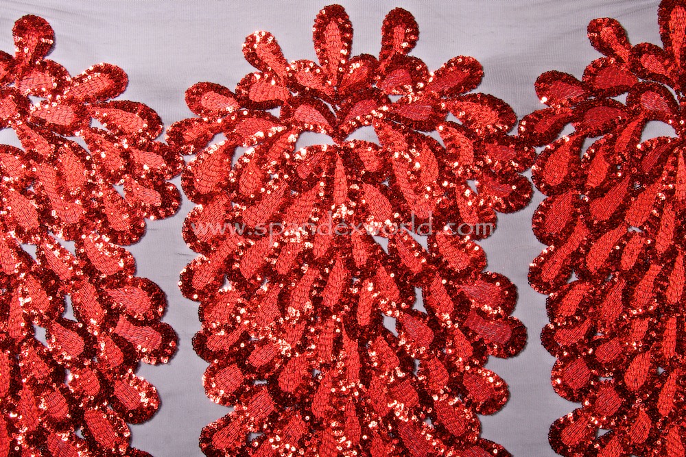 Non-Stretch Sequins ( Black/Red/Red)