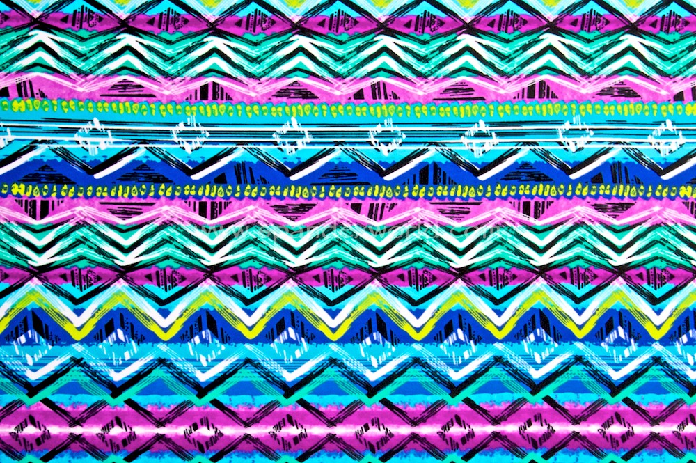 Aztec Print Spandex (Blue/Lime/Fuchsia/Multi)