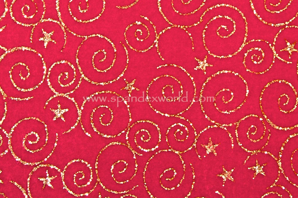 Glitter/Pattern Velvet (Red/Gold)