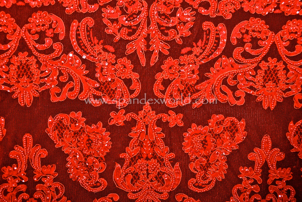 Non Stretch Beaded Sequins (Red/Red)