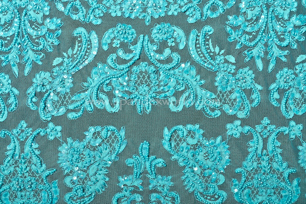 Non Stretch Beaded Sequins (Turquoise/Turquoise)