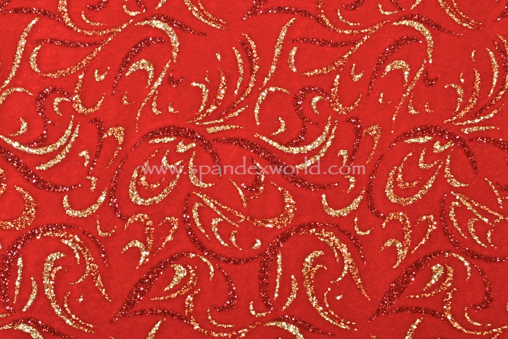 Glitter/Pattern Stretch Velvet (Red/Orange/Gold/Multi)