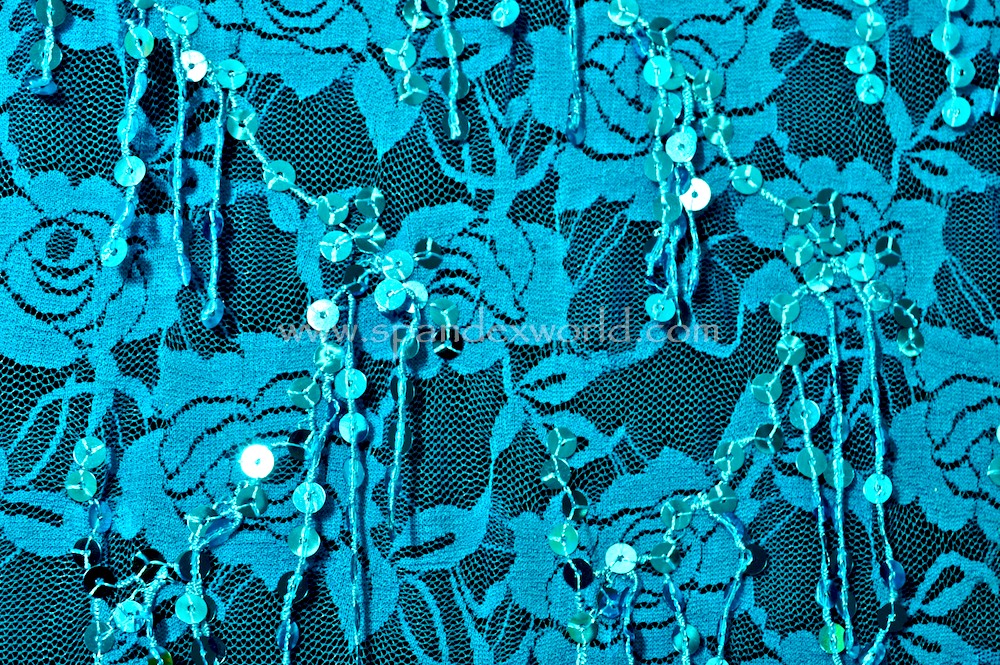 Stretch Sequins Lace (Dark Turquoise/Turquoise)