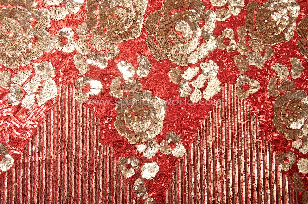 Non-Stretch Sequins (Red/Gold)