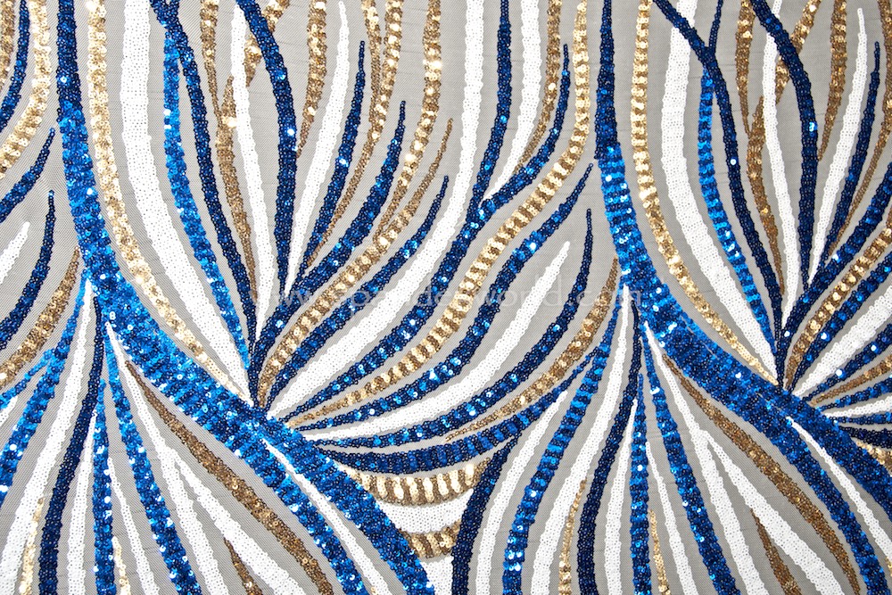 Stretch Sequins (White/Blue/Gold)