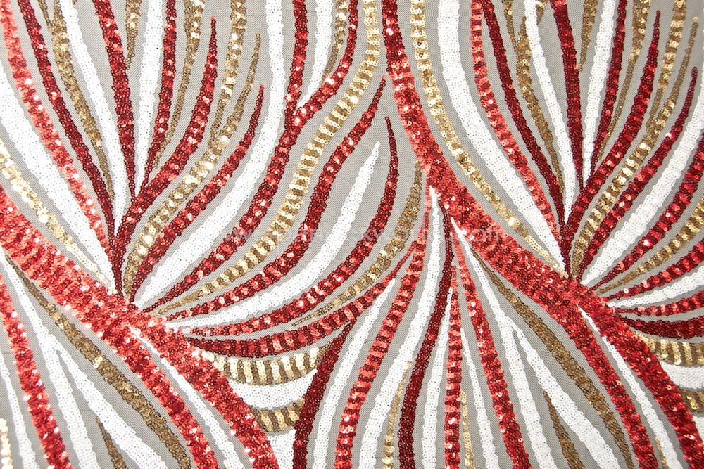 Stretch Sequins (White/Gold/Red)