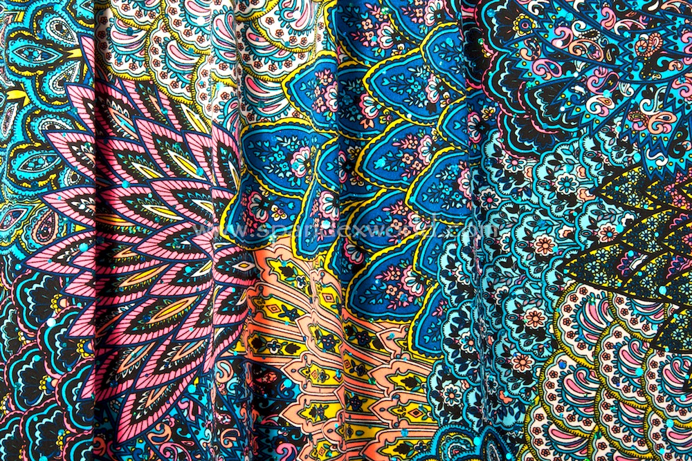 Peacock Prints With Sequins (Blue/Pink/Multi)