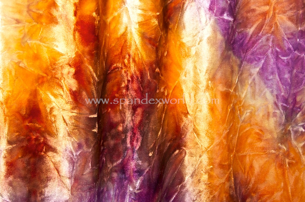 Tie Dye Stretch Velvet (Purple/Orange/Multi)