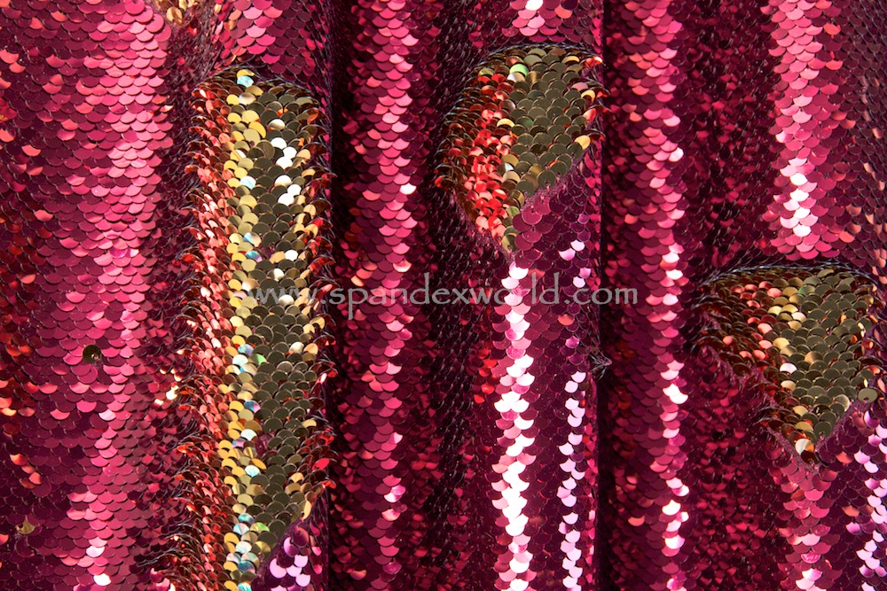 Reversible Stretch Sequins (Burgundy/Gold)