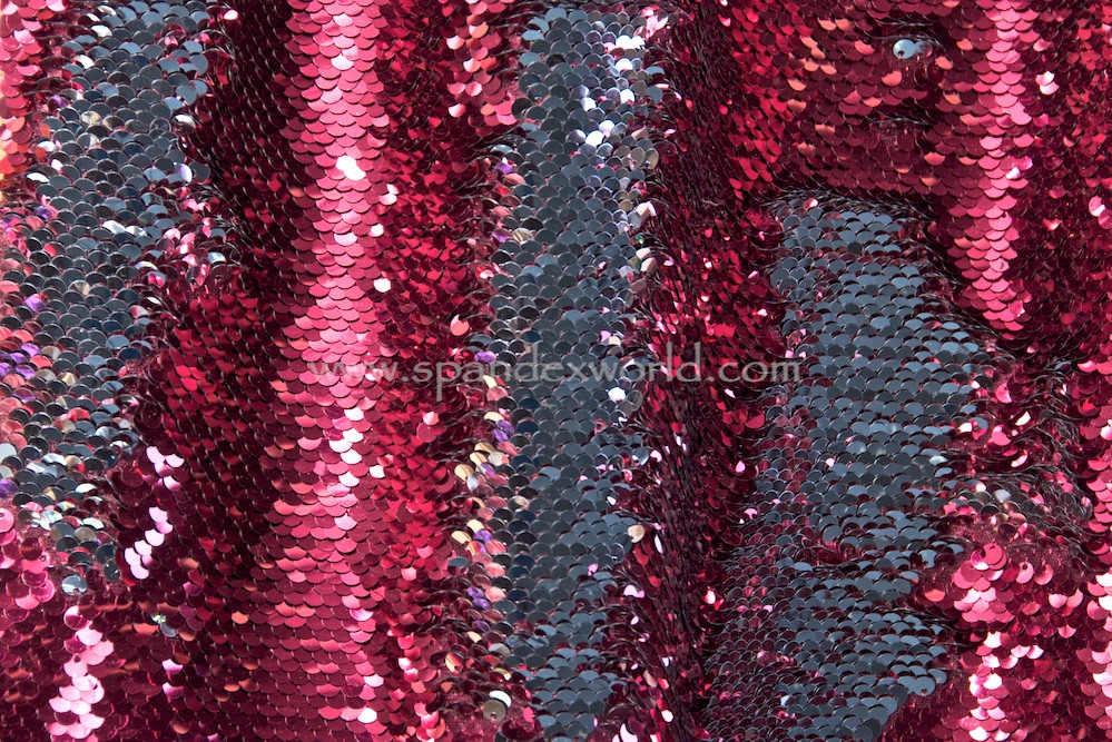 Reversible Stretch Sequins (Burgundy/Silver)