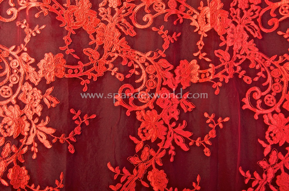 Non Stretch Lace (Red/Red)