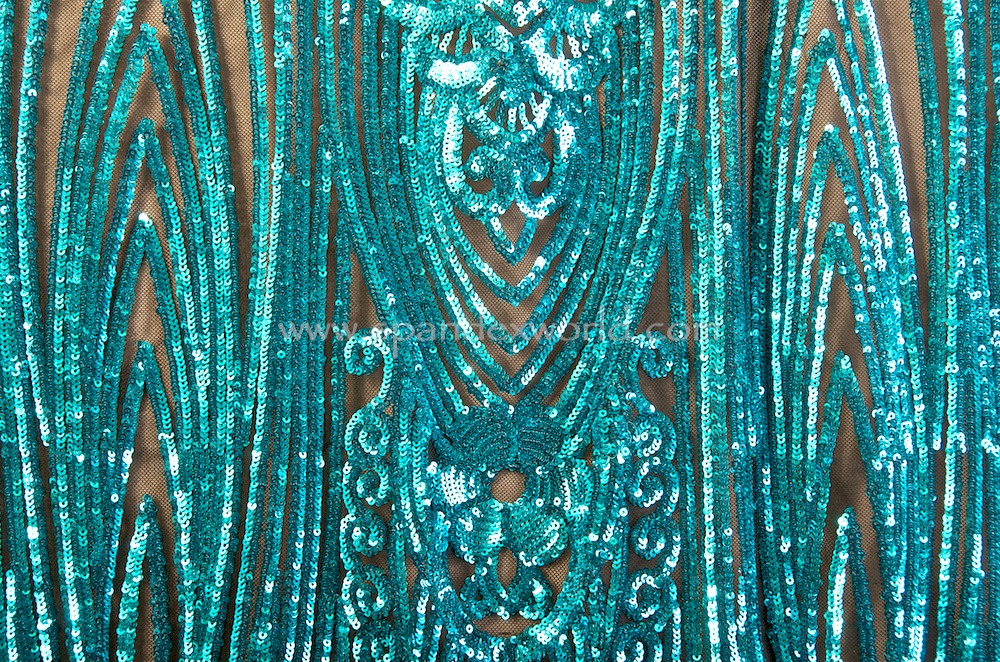 Stretch Sequins (Black/Turquoise)