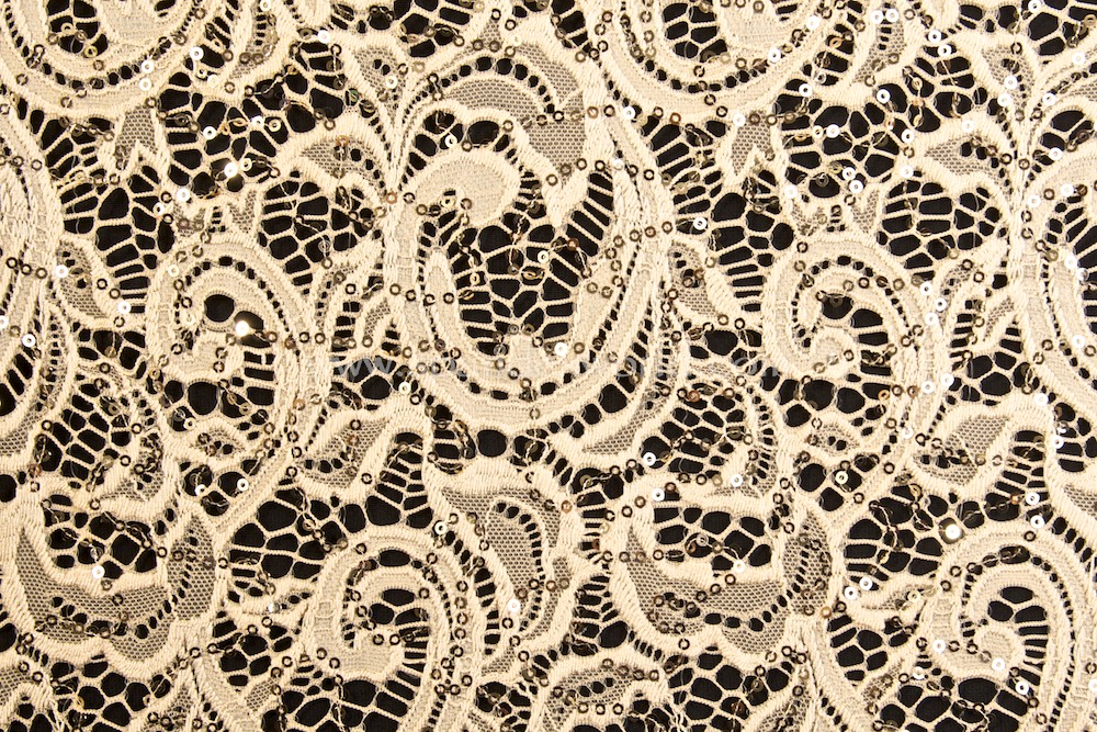Stretch Sequins Lace (Beige/Gold)