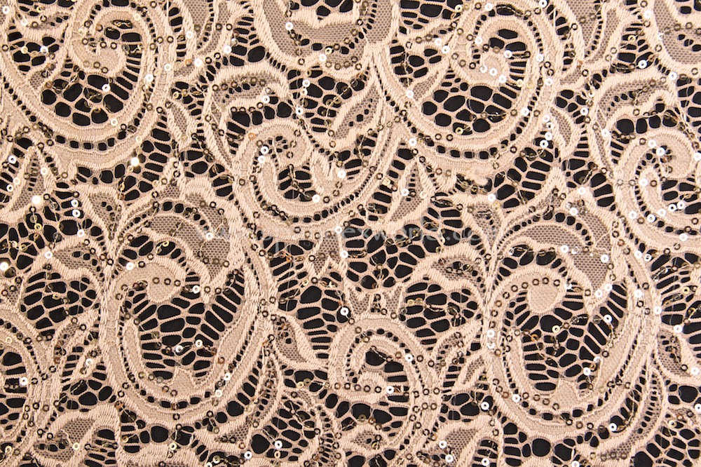 Stretch Sequins Lace (Coco/Lt.Gold)