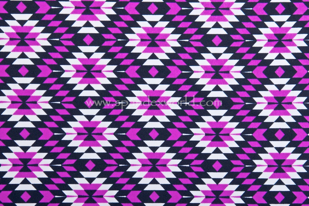 Aztec Print Spandex (Black/Purple/White)