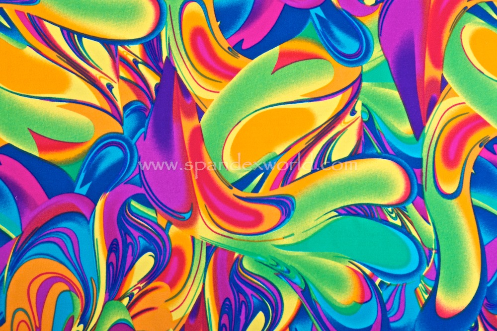 Abstract Print Spandex (Blue/Orange/Green/Purple/Multi )