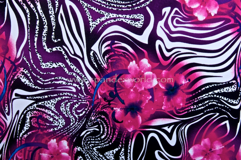Abstract Print Spandex (Purple/Fuchsia/Multi)