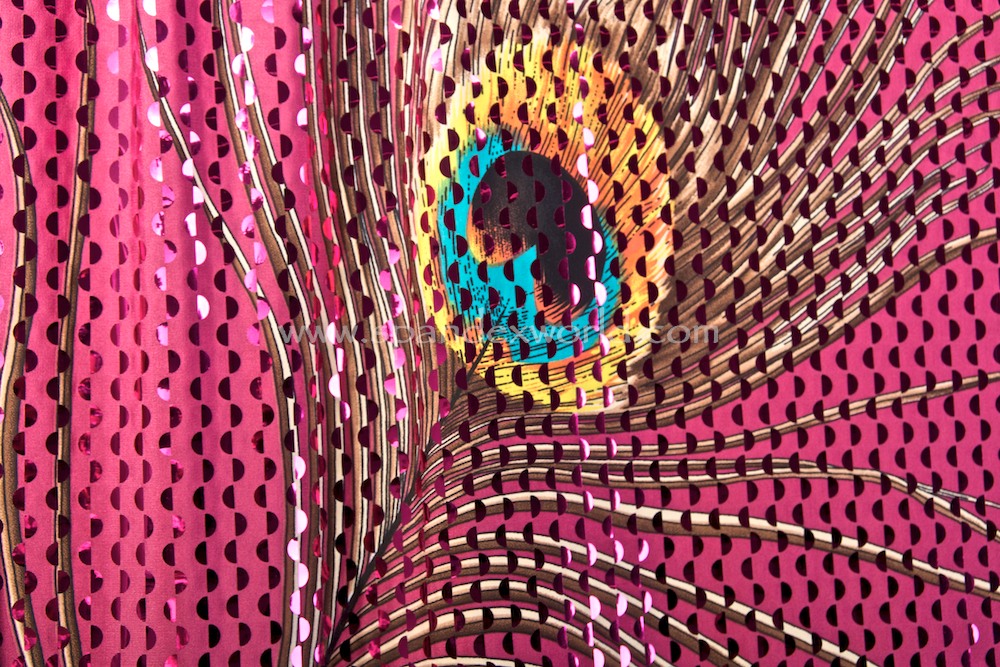 Peacock Prints With Sequins (Fuchsia/Yellow/Turquoise/Multi)