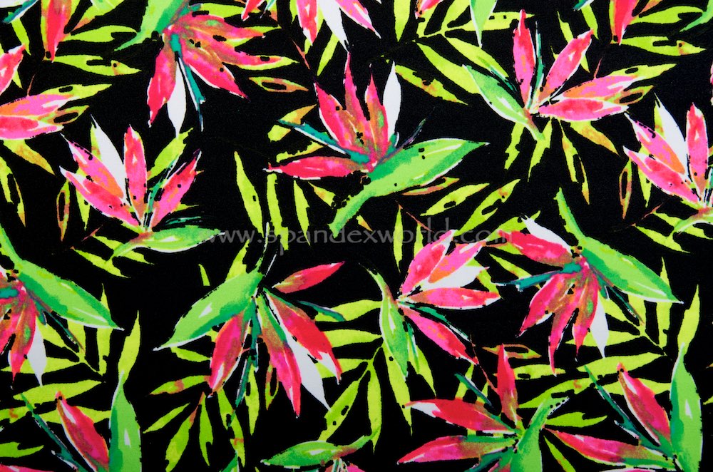 Leaf Prints  (Black/Green/Fuchsia/Multi)