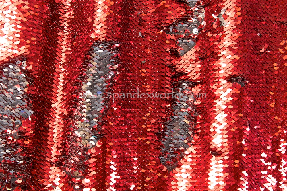 Reversible Stretch Sequins (Red/Silver)