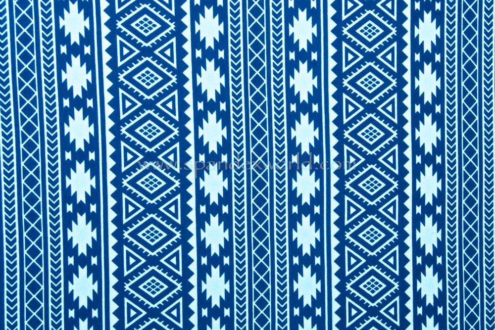 Printed Cotton Lycra® (Navy Turquoise)